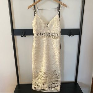 NWT Express Crotchet Lace White Cream Midi Dress